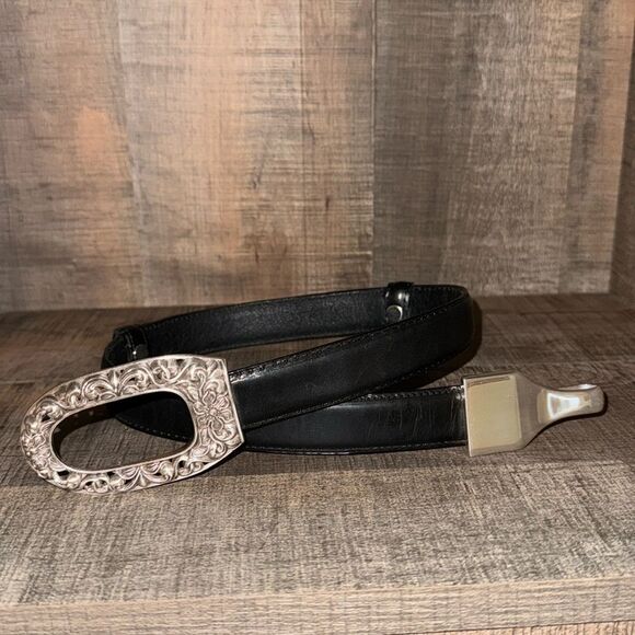 Accessories - Genuine Leather Belt- Silver buckle- size SM